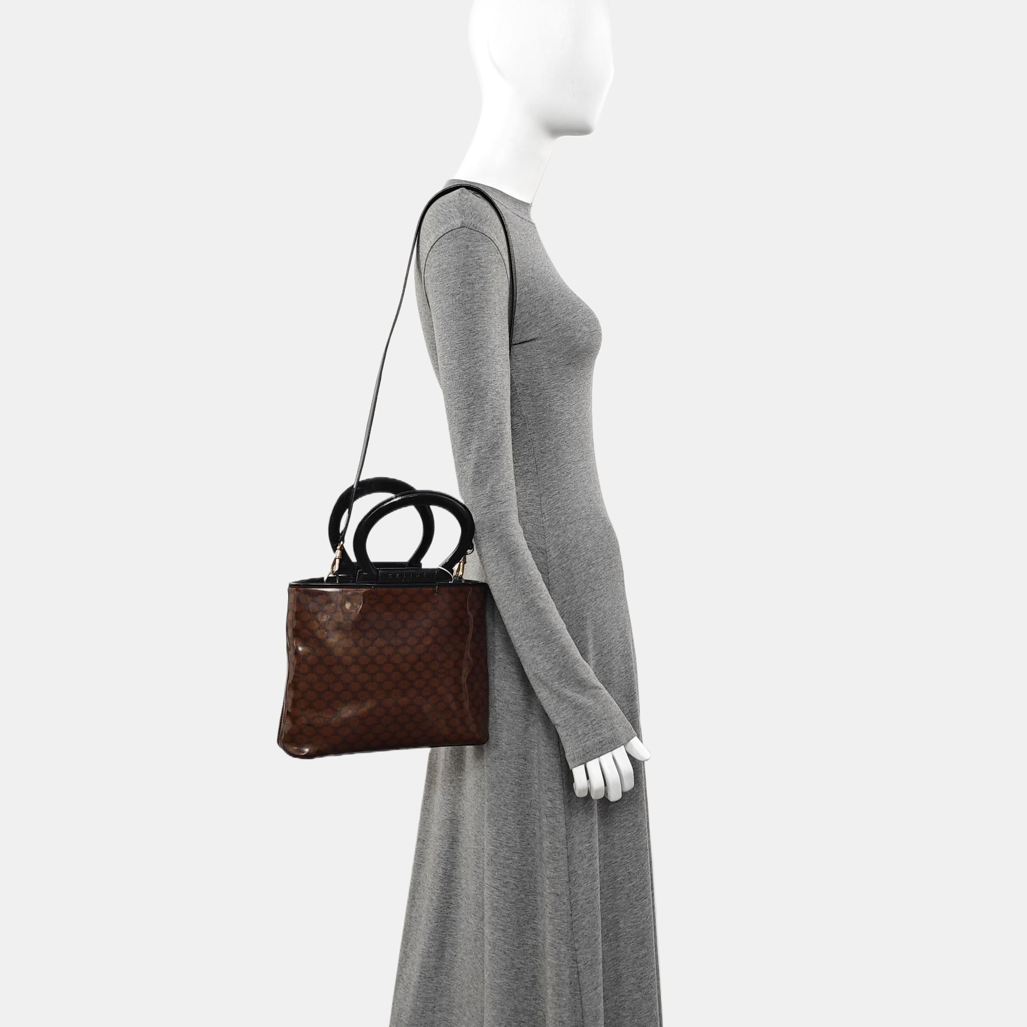 Coated Canvas Tote Bag Brown