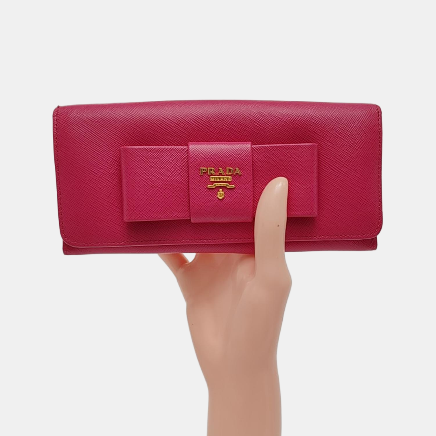 Fiocco Bow Calfskin Pink Wallet
