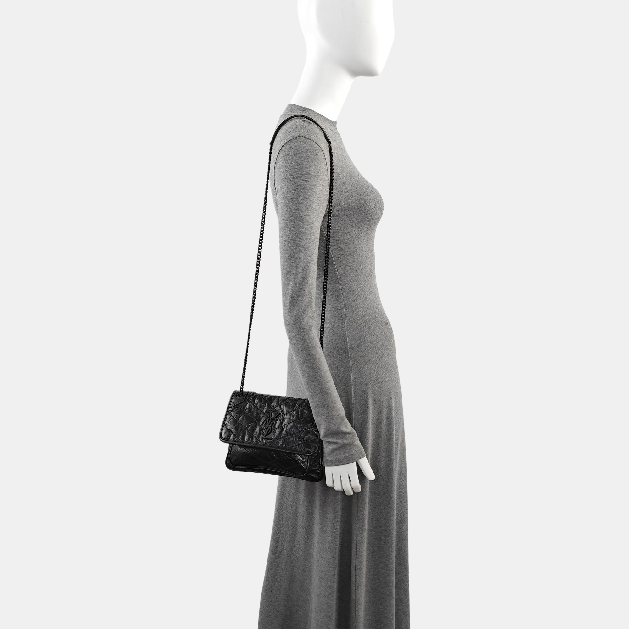 NIKI Small Chevron Calfskin Black