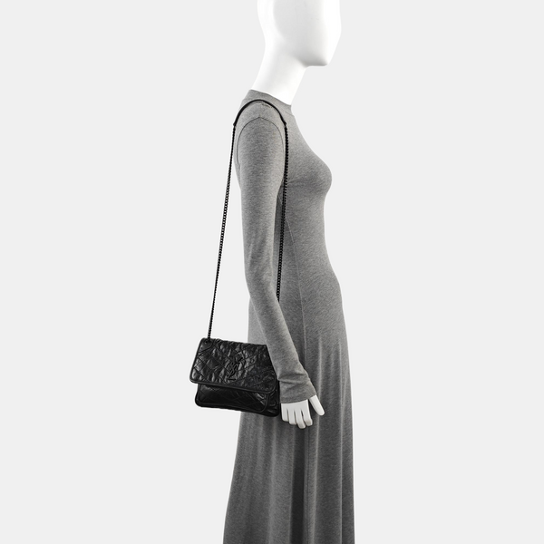 NIKI Small Chevron Calfskin Black