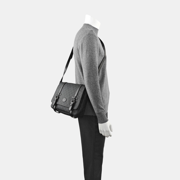 Monogram Coated Canvas Shoulder Bag Black