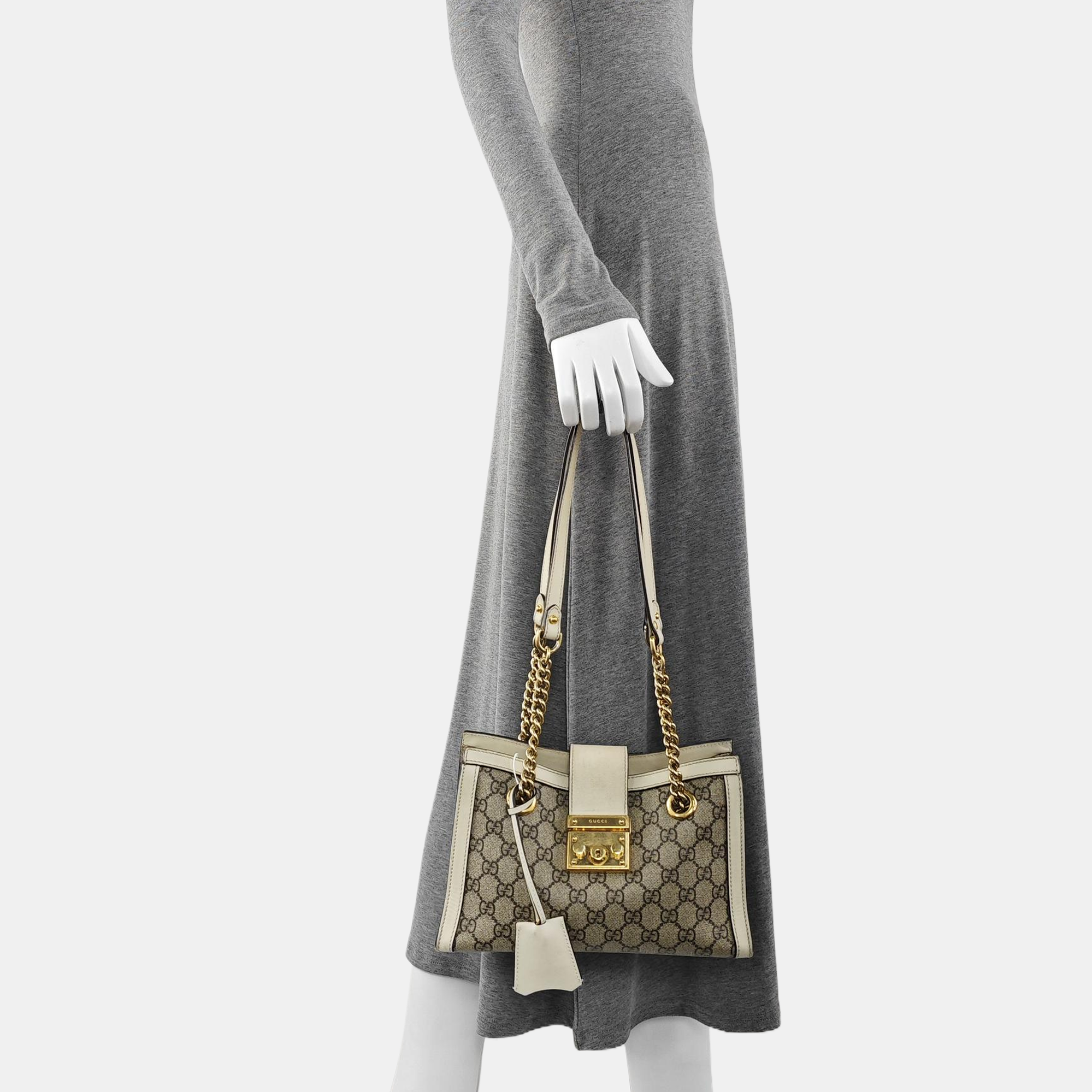 Padlock Small Monogram Coated Canvas Beige