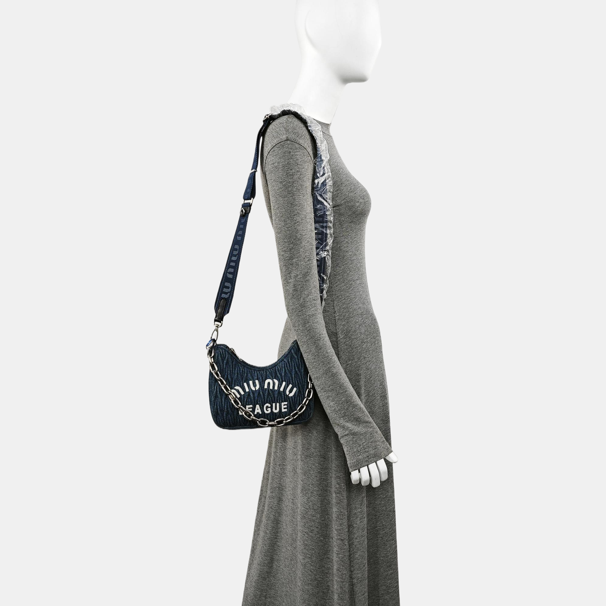 Quilted Denim Shoulder Bag Blue