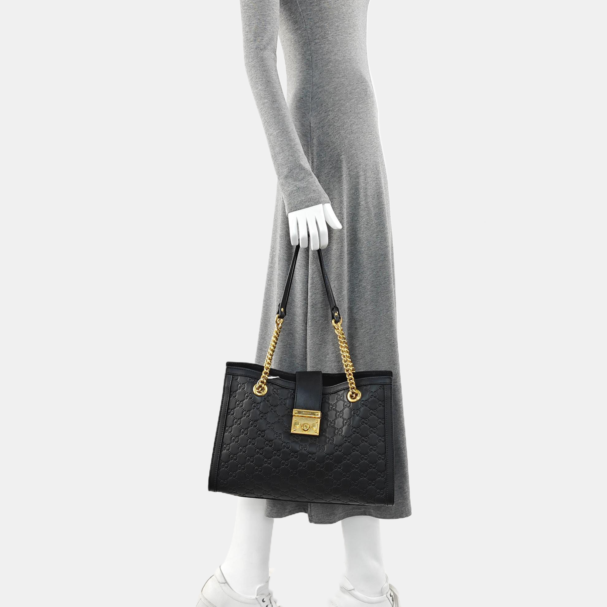 Padlock Medium Monogram Calfskin Black
