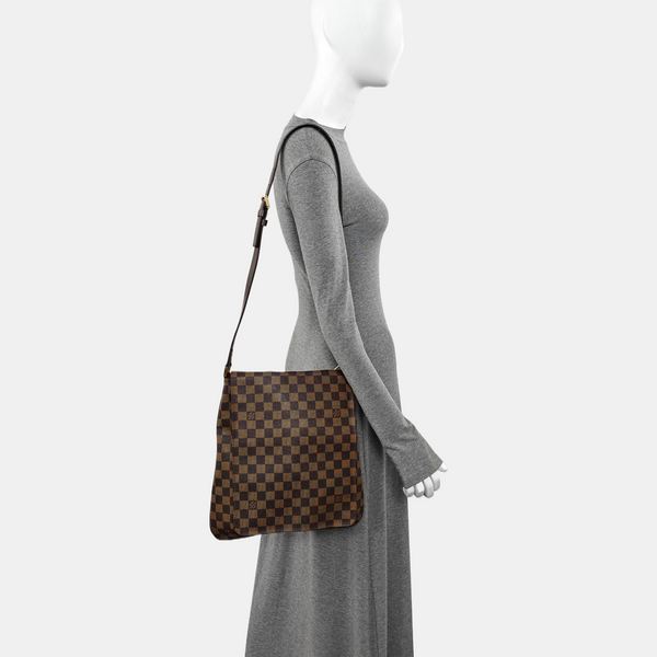 MUSETTE TANGO Damier Ebene Coated Canvas Brown