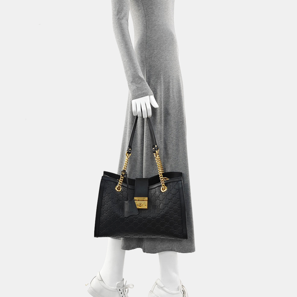 Padlock Medium Monogram Calfskin Black