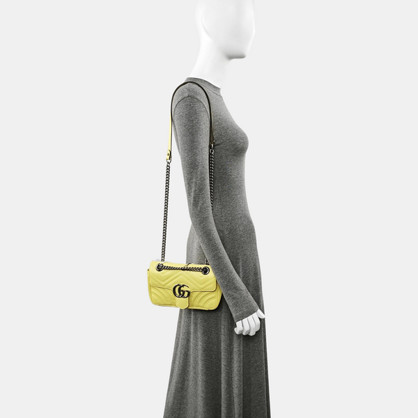 GG Marmont Small Quilted Calfskin Yellow