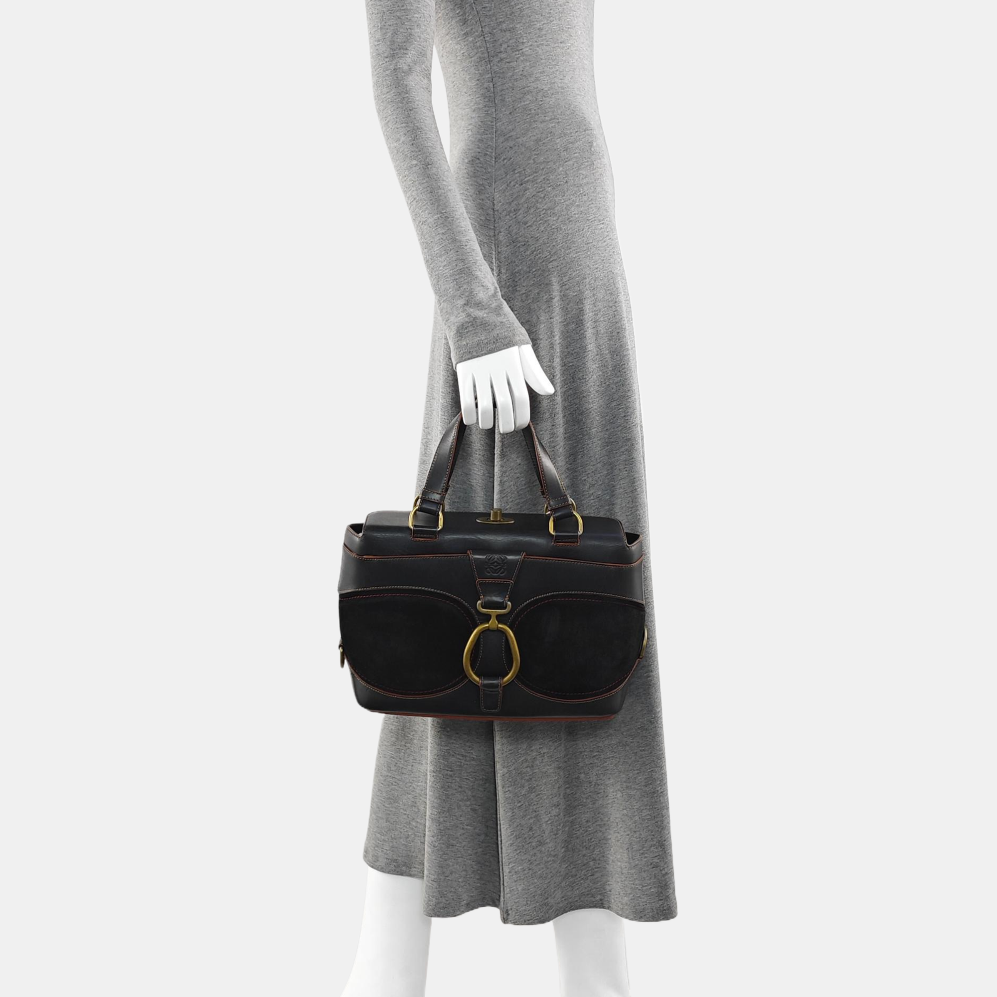 Calfskin Top Handle Bag Black
