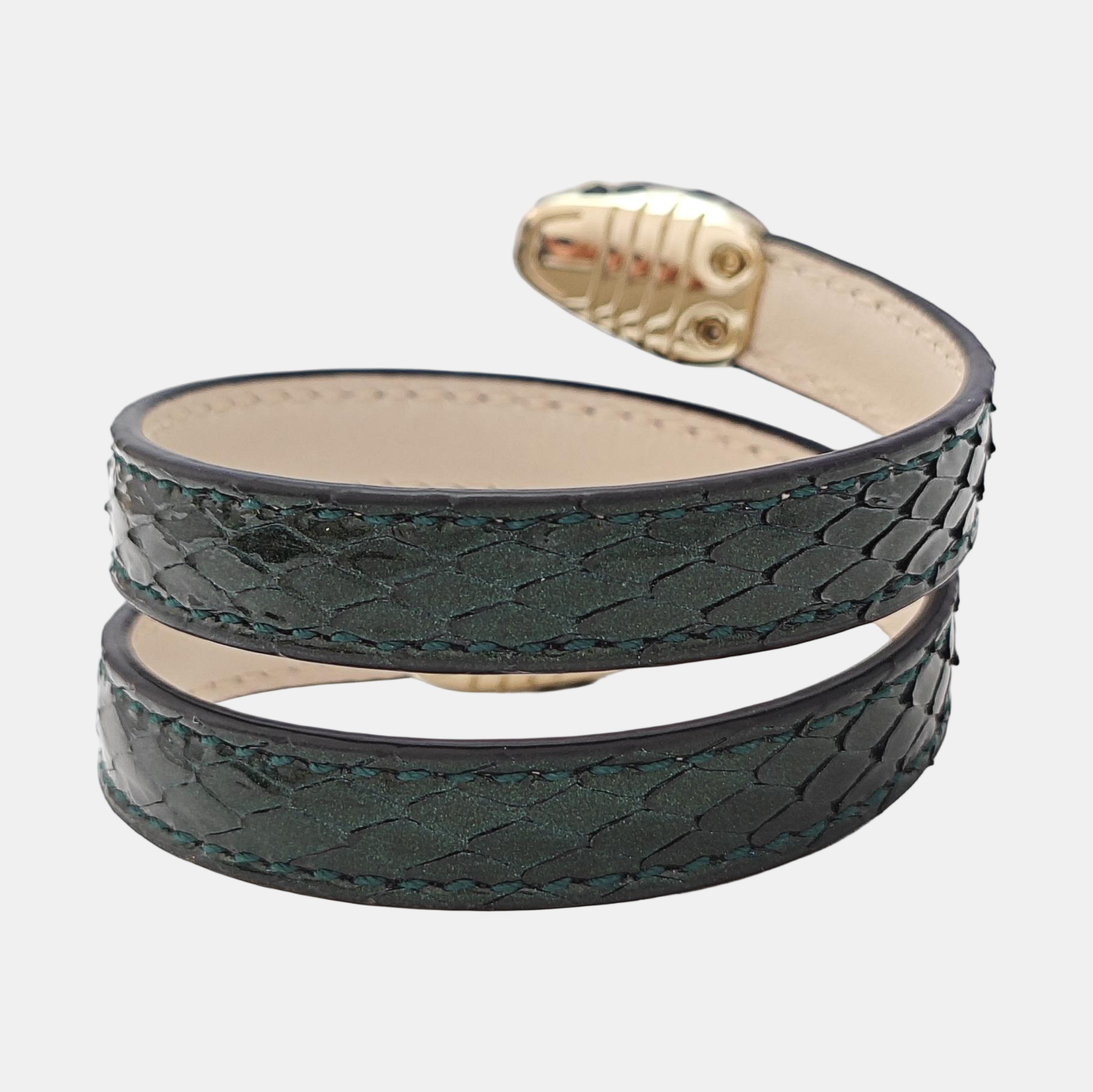 SERPENTI Brass Green Bracelet