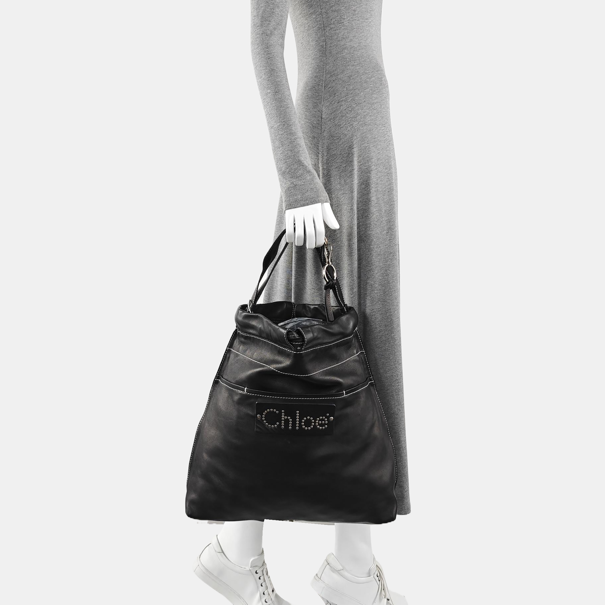 Lambskin Top Handle Bag Black