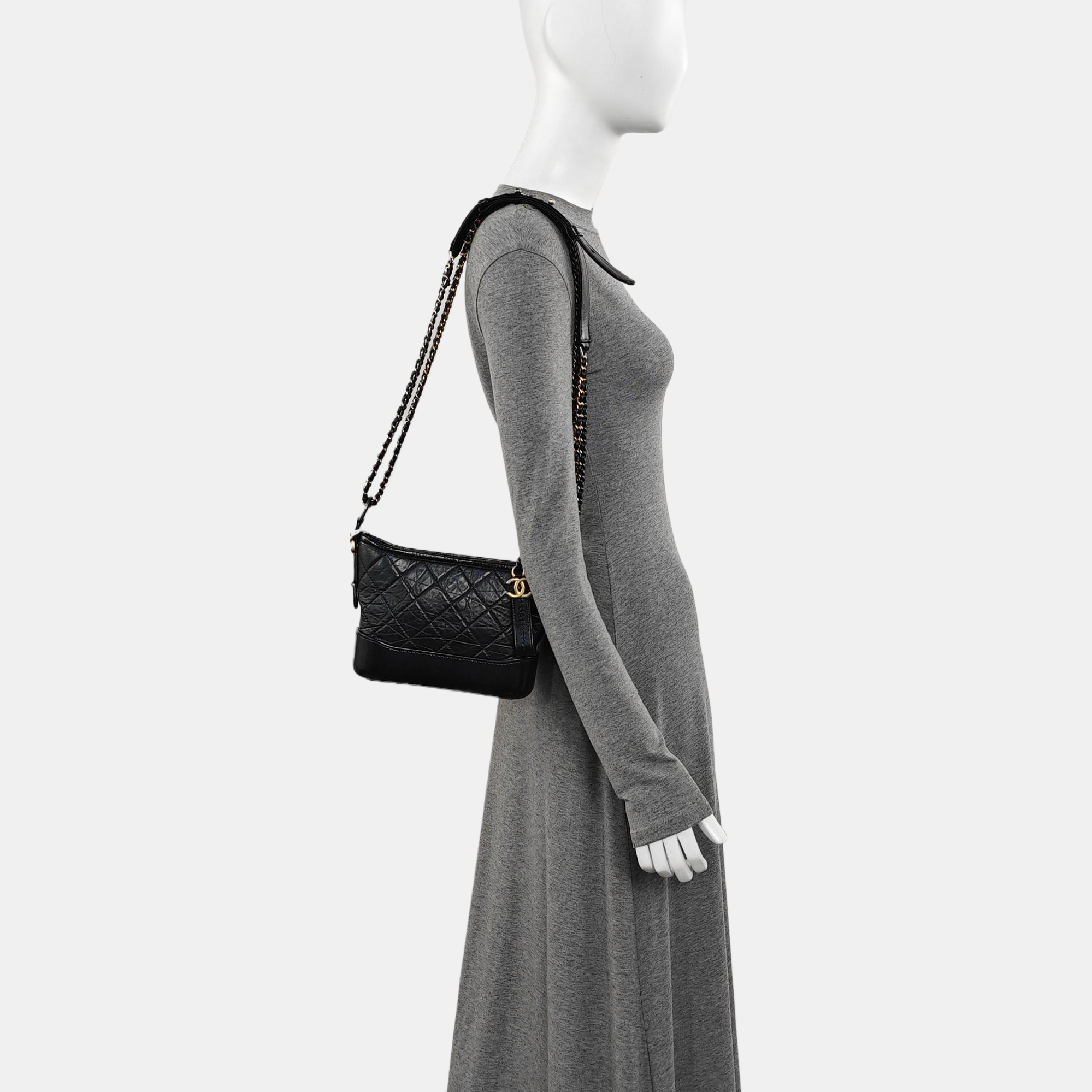 GABRIELLE Small Quilted Vintage Calf Black