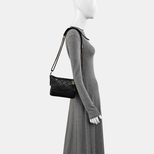 GABRIELLE Small Quilted Vintage Calf Black