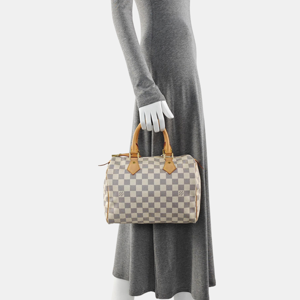 SPEEDY 25 Damier Azur Coated Canvas White