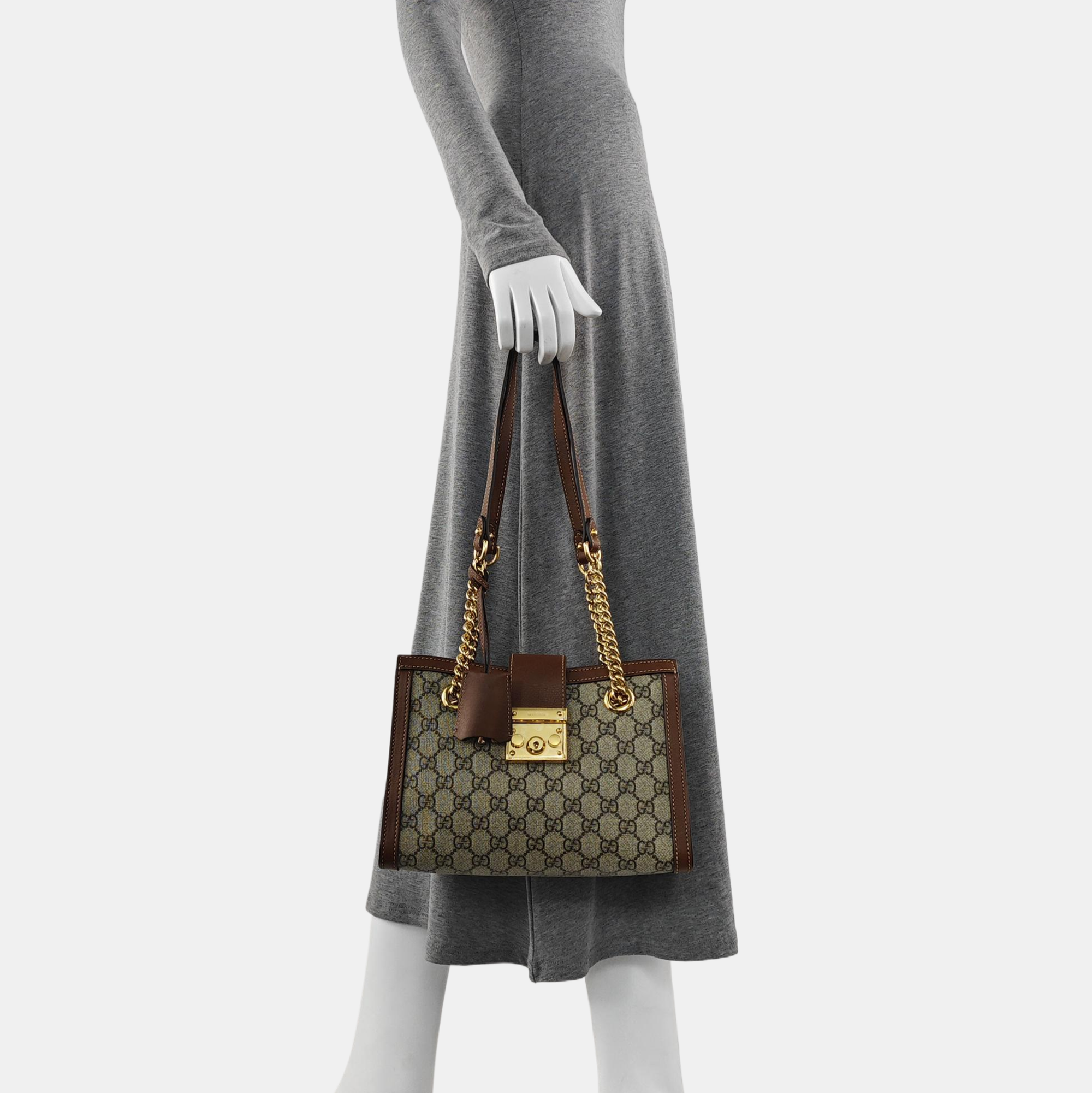 Padlock Small Monogram Coated Canvas Beige