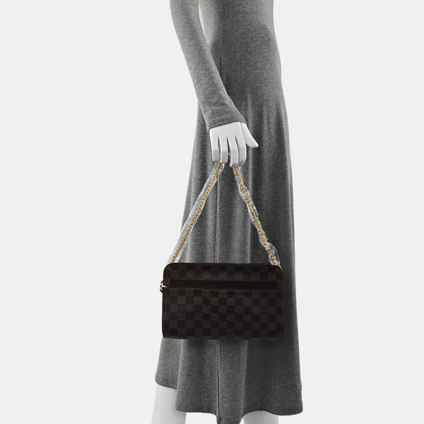 SAINT LOUIS Damier Ebene Coated Canvas Brown