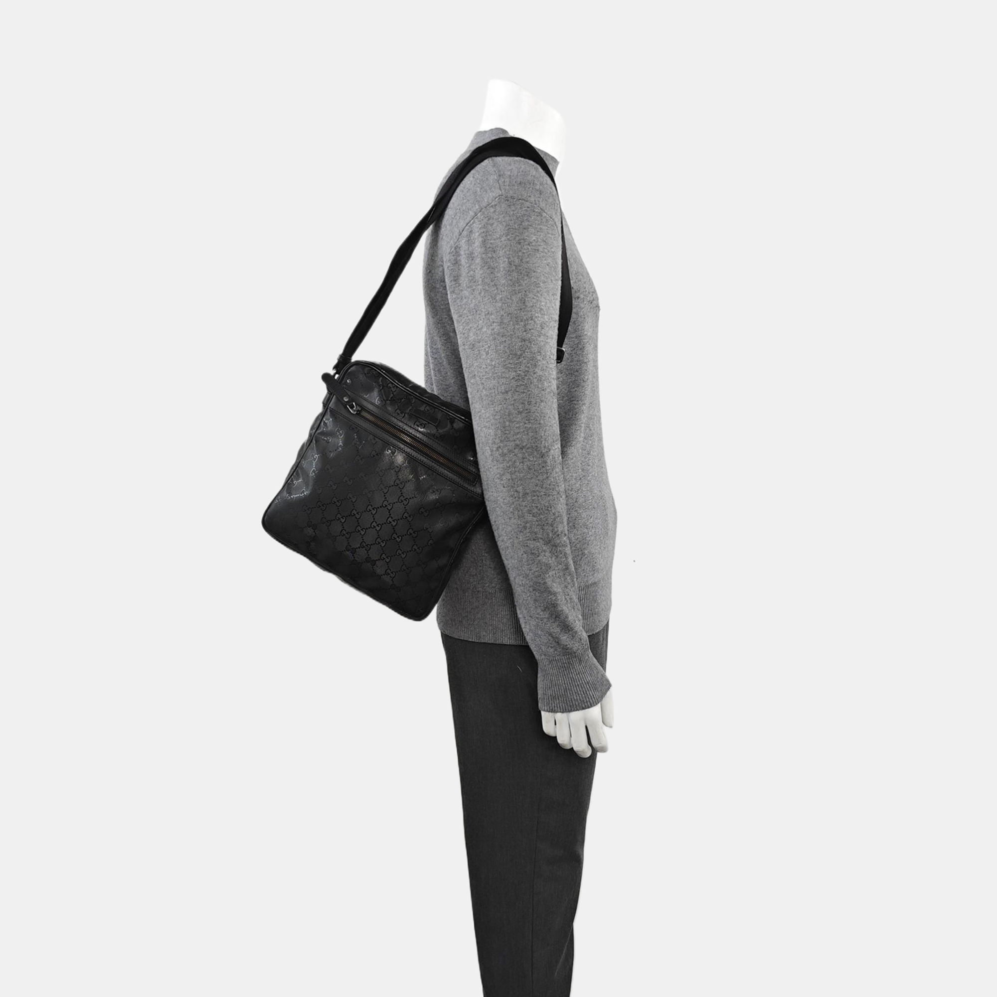 GG Imprime Messenger Monogram Coated Canvas Black