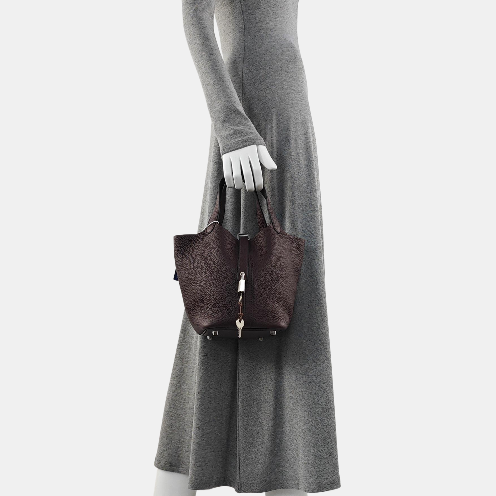 Authenticated pre-owned  Picotin Lock 18 Clemence Red - Bucket Bag at Looply