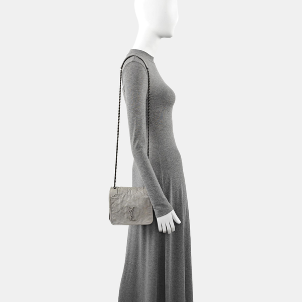 Authenticated pre-owned  NIKI Mini Chevron, Quilted Calfskin Gray - Shoulder Bag at Looply