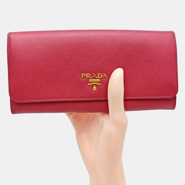 Fold Wallet Saffiano Calfskin Red Wallet