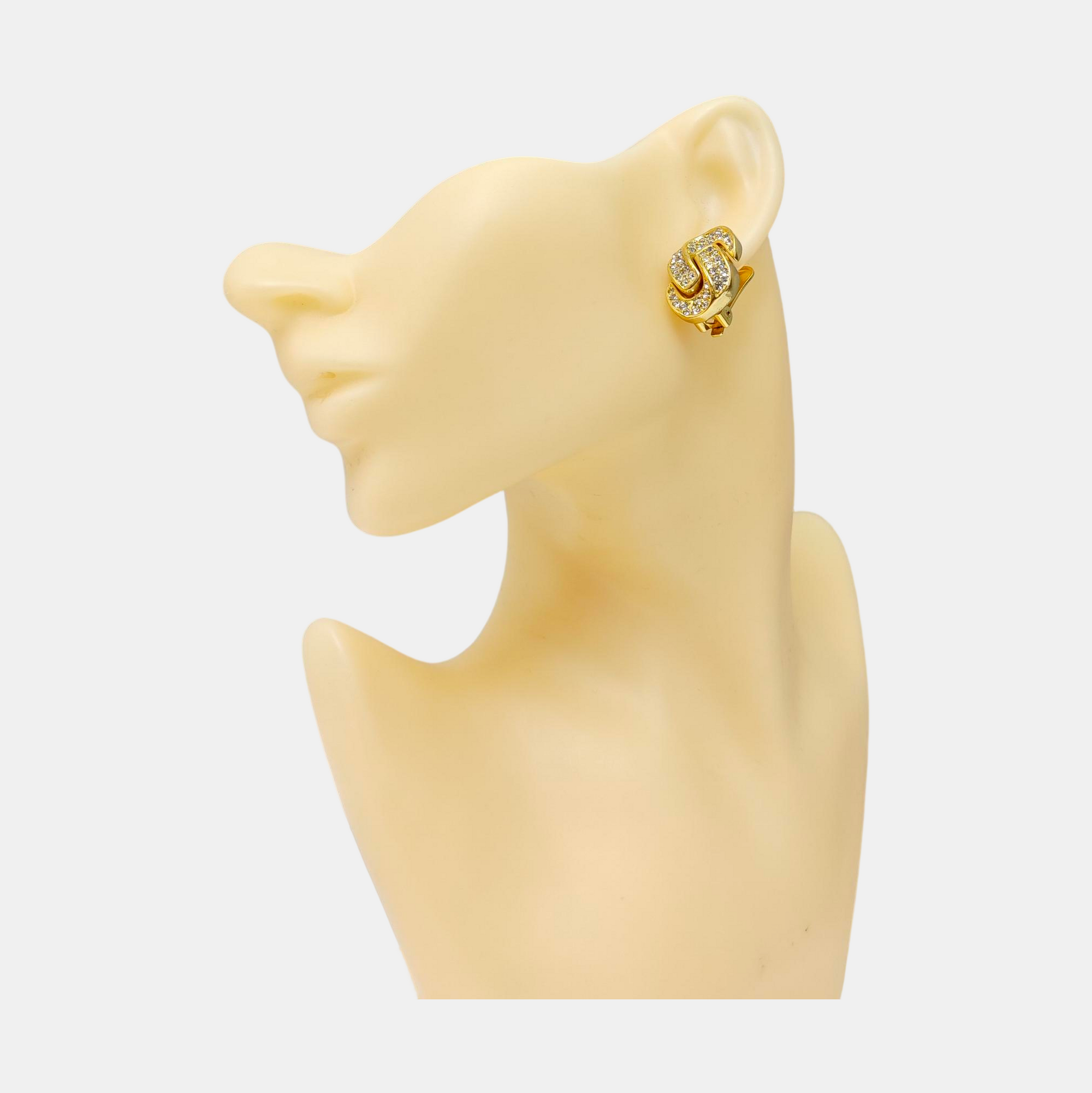 Twist Round Metal Gold Clip On Earrings
