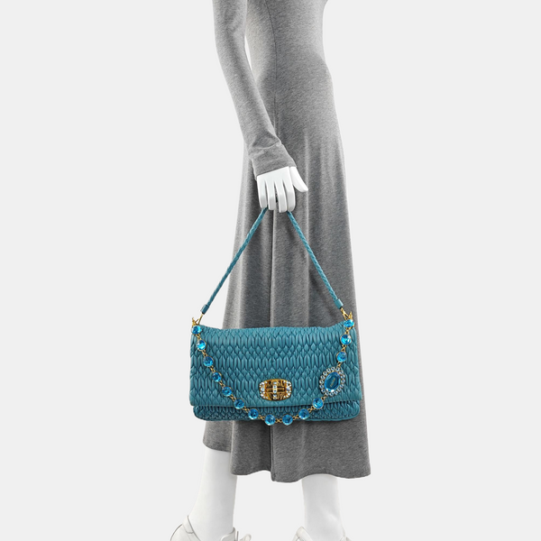 Crystal Quilted Lambskin Blue