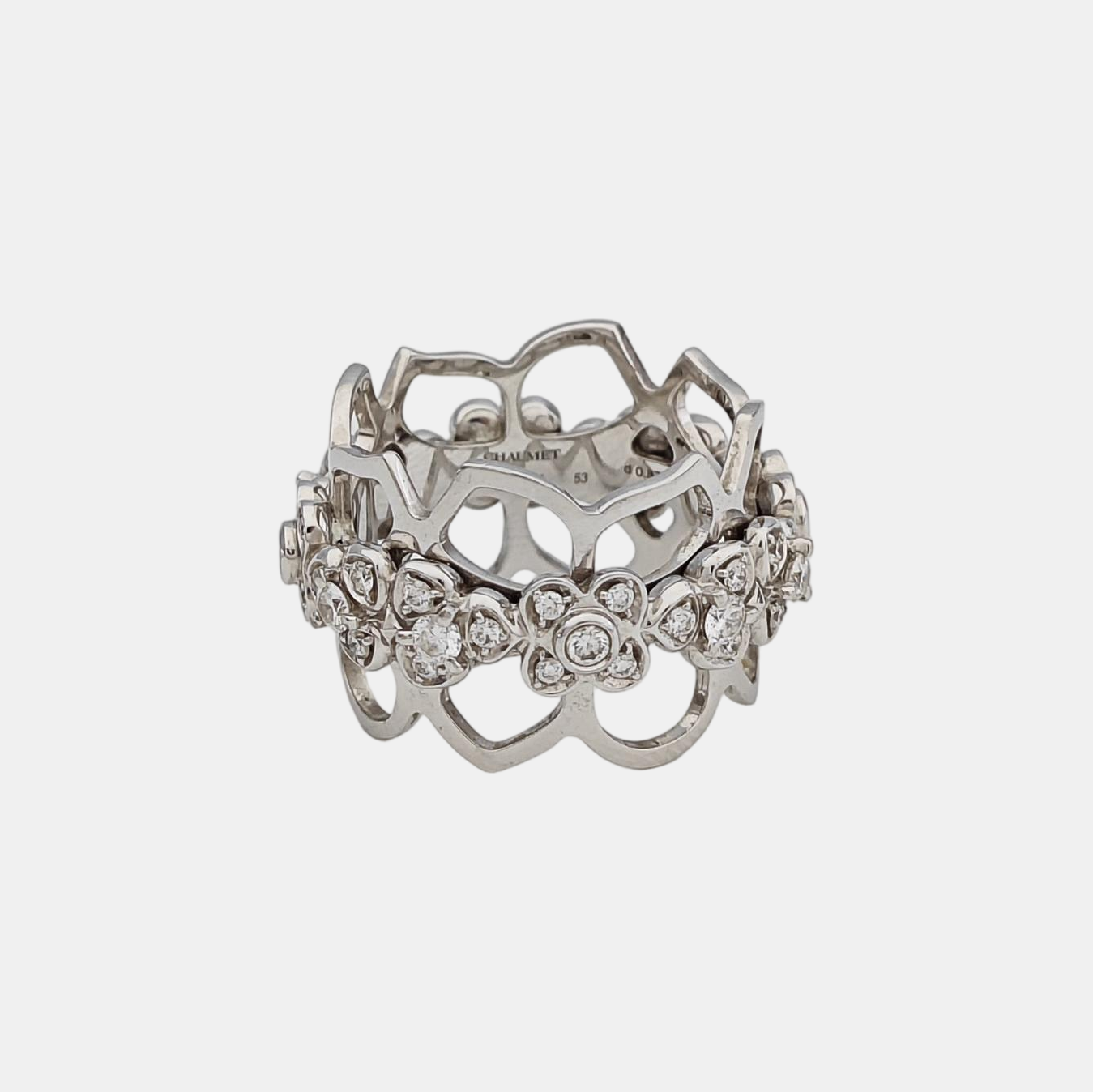 18k White Gold Silver Ring EU 53