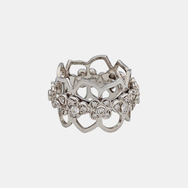 18k White Gold Silver Ring EU 53