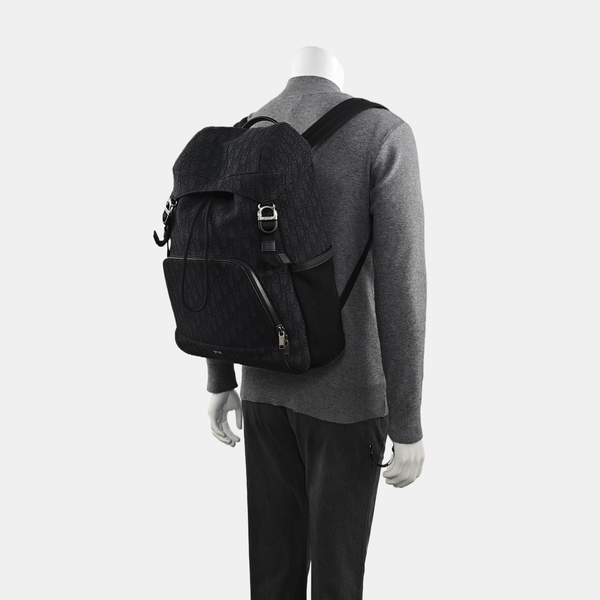 Oblique Canvas Backpack Black