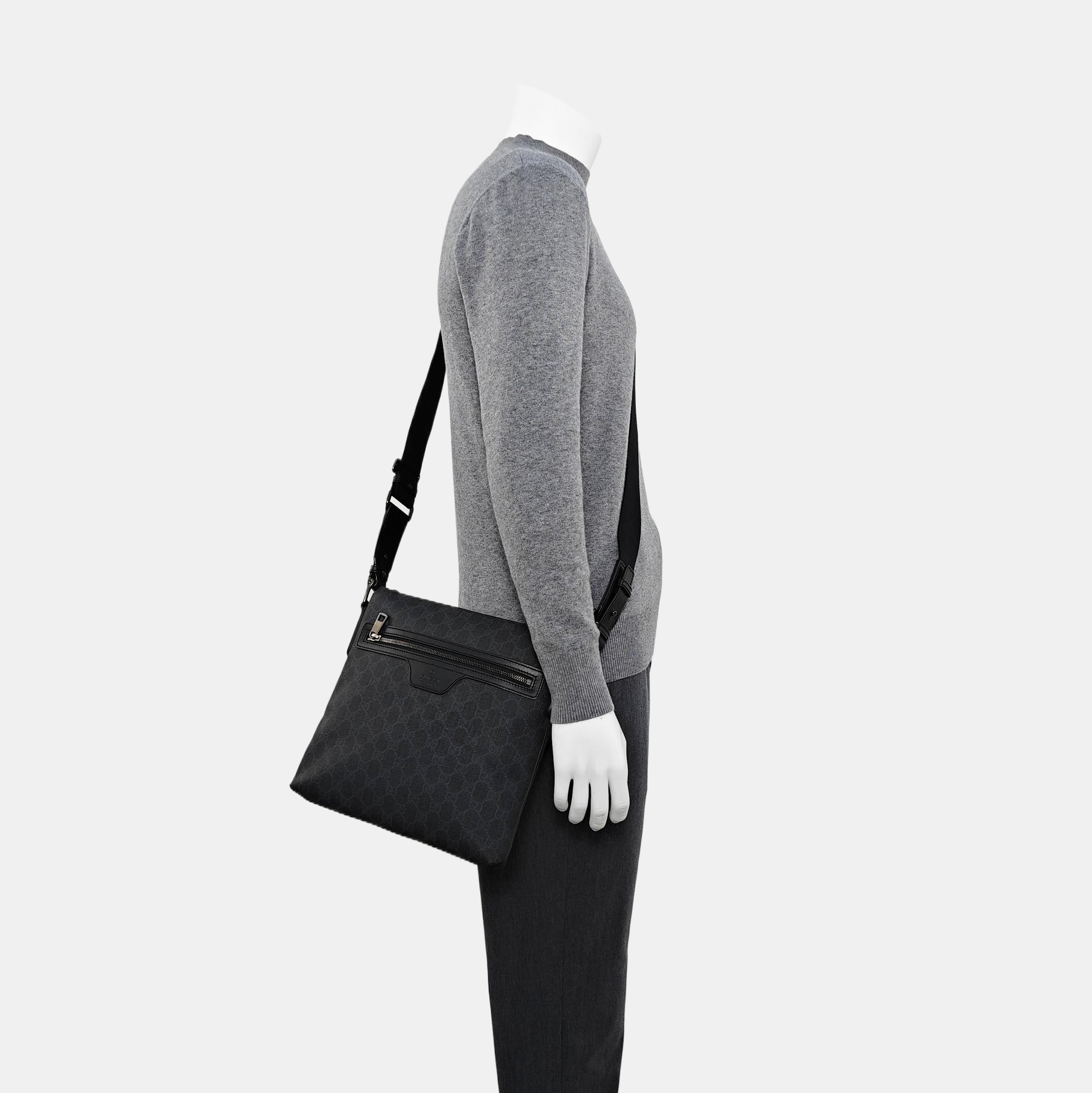 Monogram Coated Canvas Shoulder Bag Black