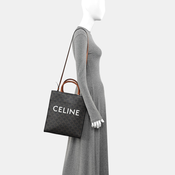 CABAS CELINE Small Coated Canvas Brown