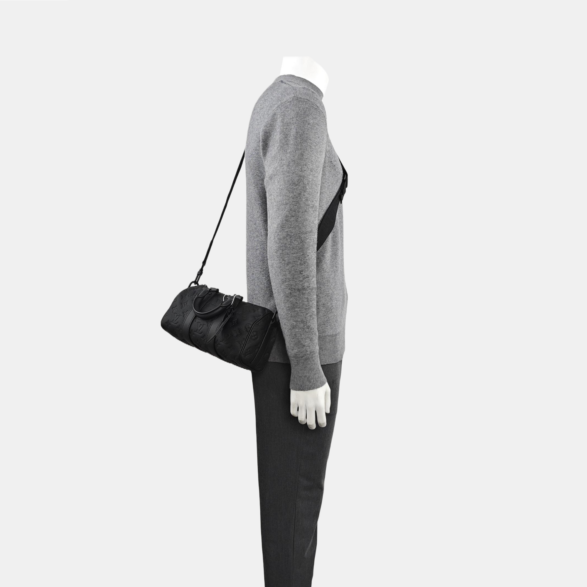 KEEPALL 25 Monogram Calfskin Black