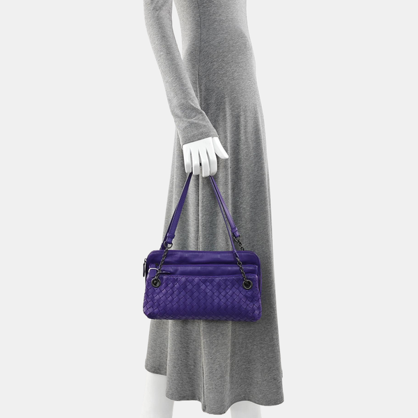 Calfskin Top Handle Bag Purple
