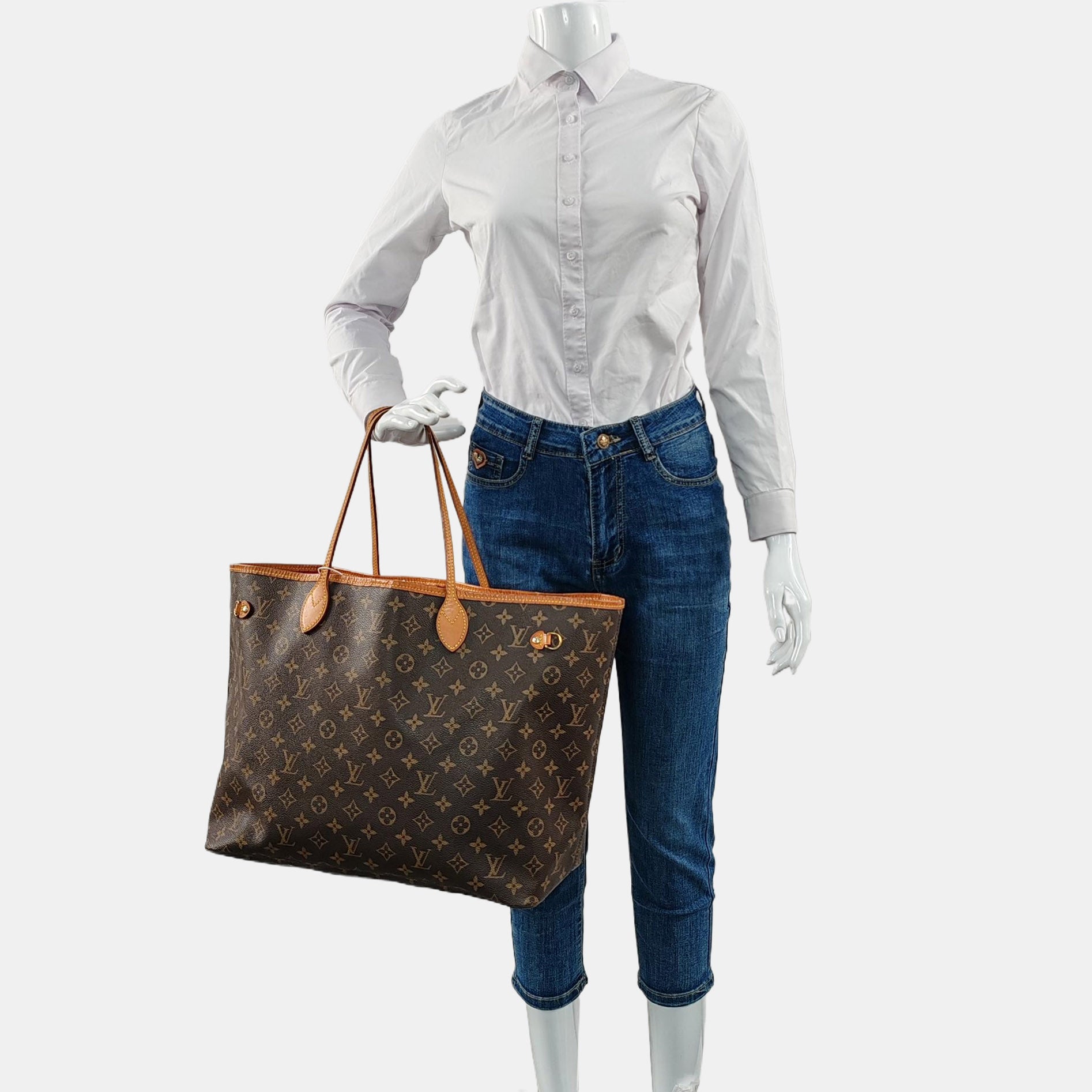 NEVERFULL GM Monogram Coated Canvas Brown