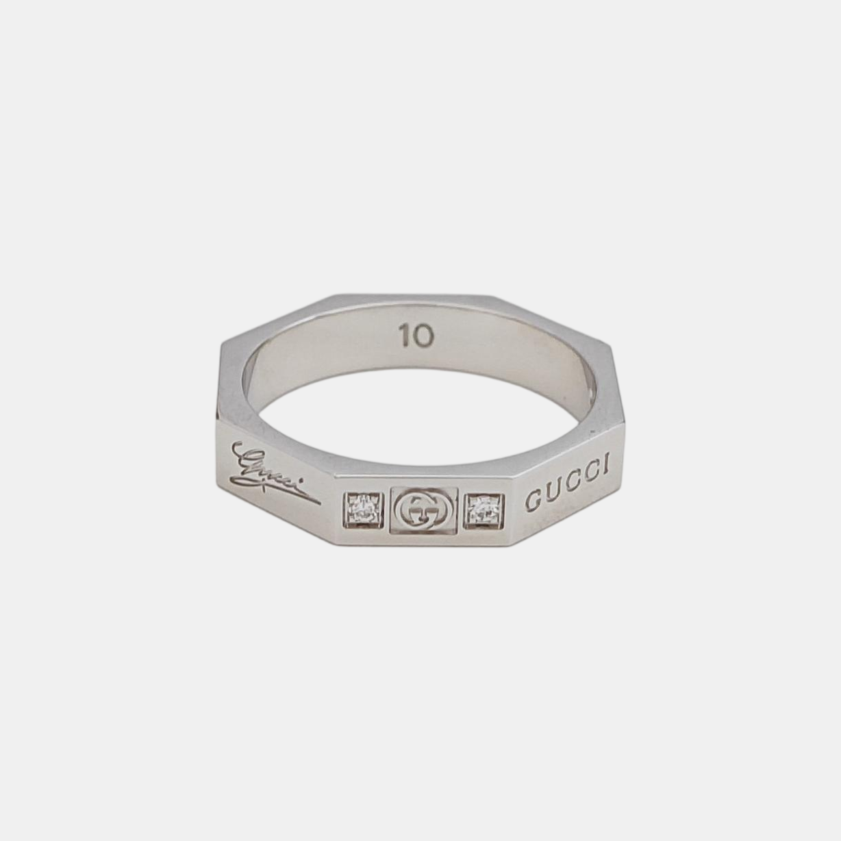 18k White Gold Silver Ring HK 10