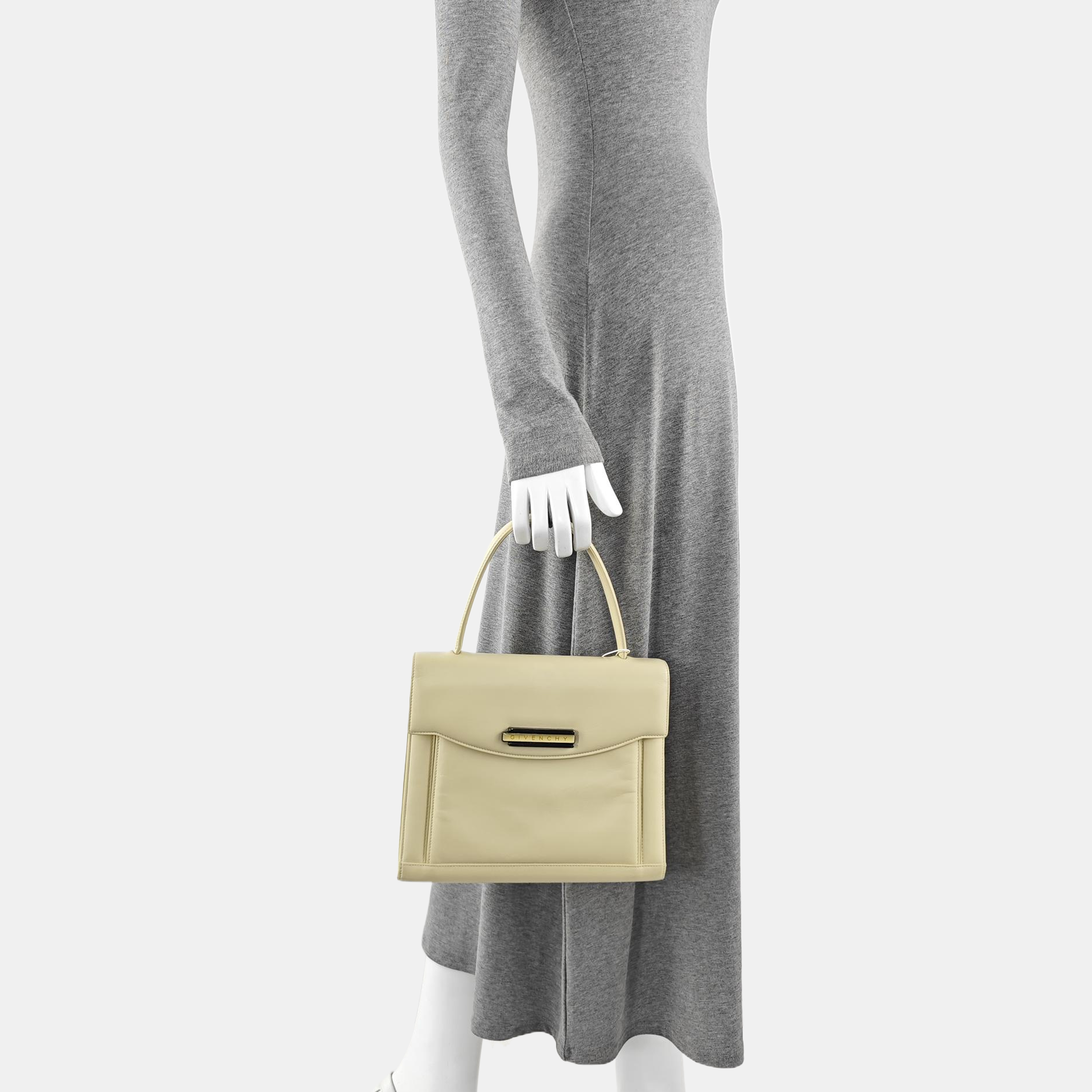 Calfskin Top Handle Bag Beige