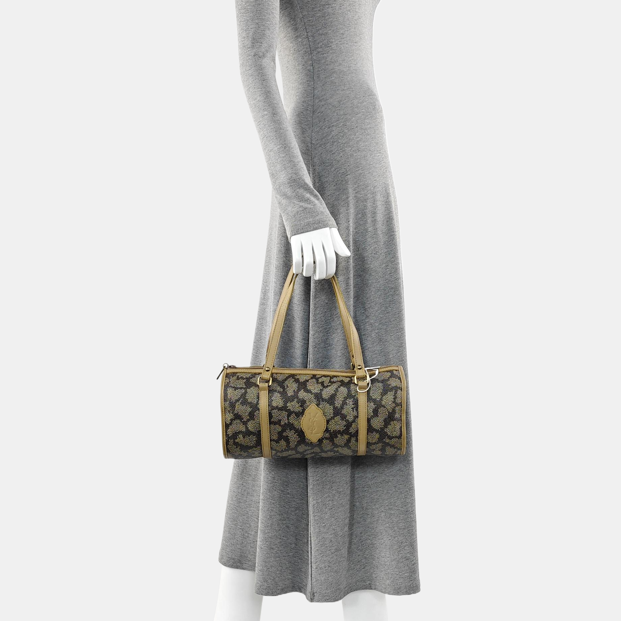Coated Canvas Top Handle Bag Gray