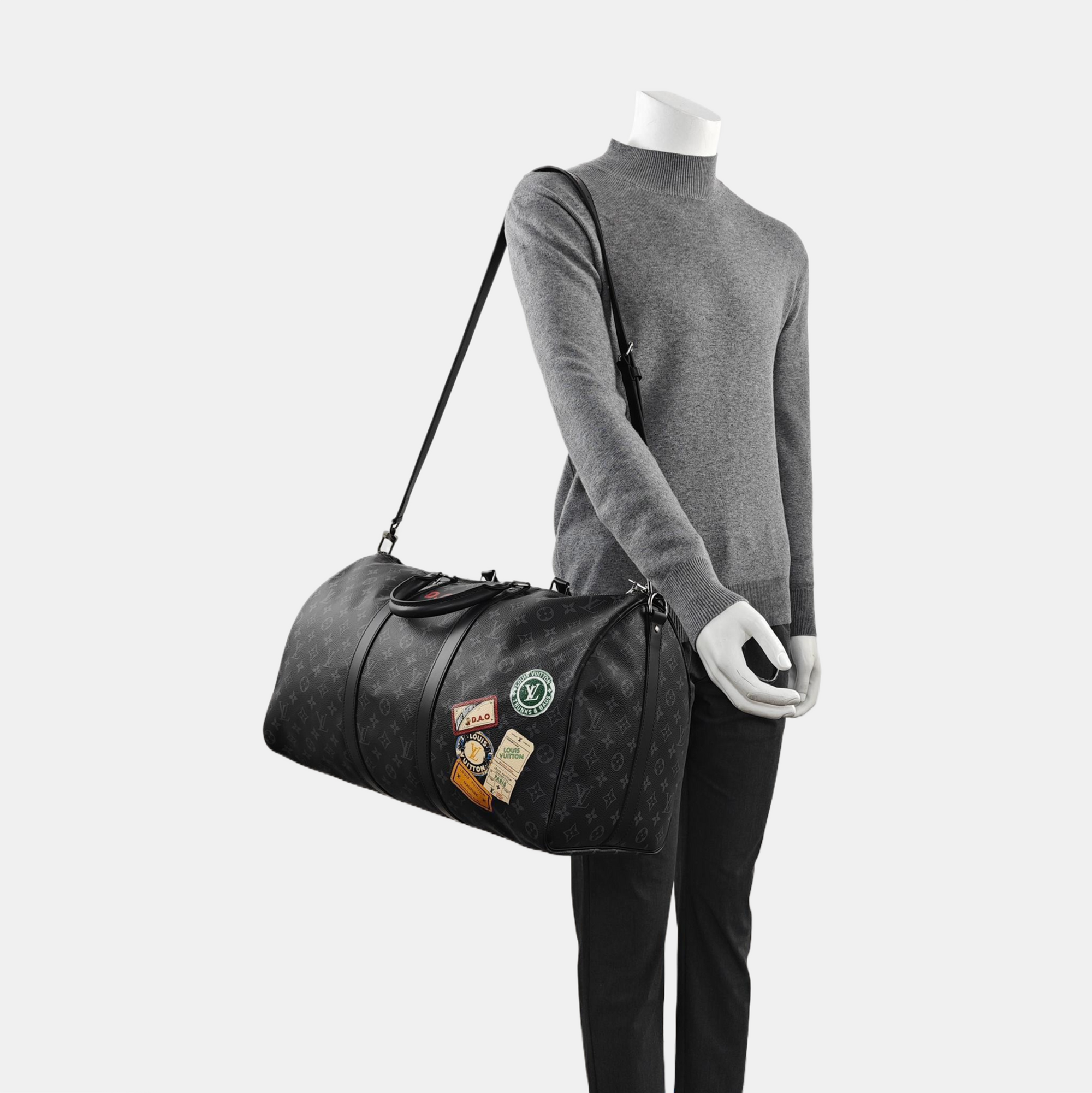 KEEPALL 50 Damier Graphite Coated Canvas Black