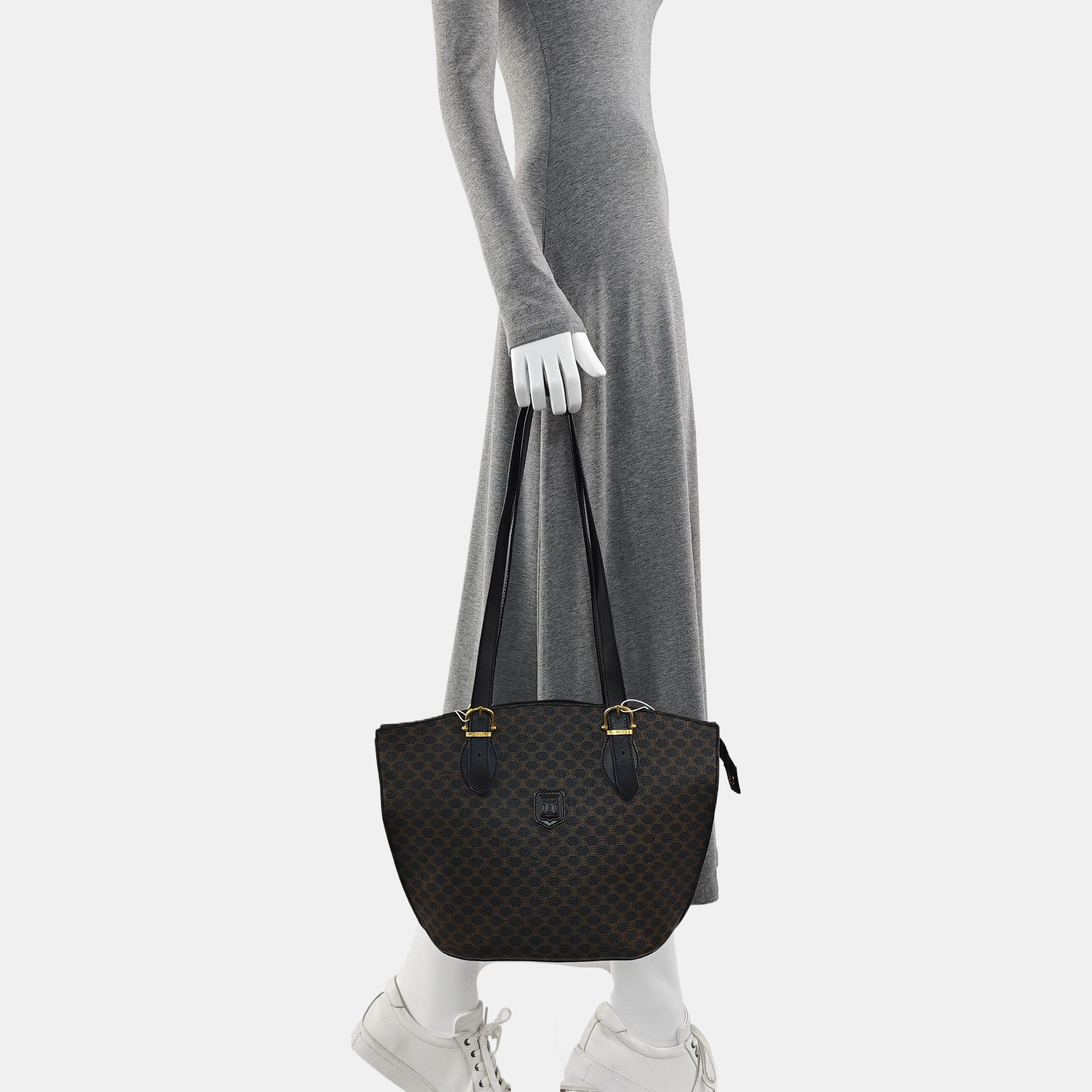 Coated Canvas Shoulder Bag Brown