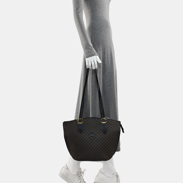 Coated Canvas Shoulder Bag Brown