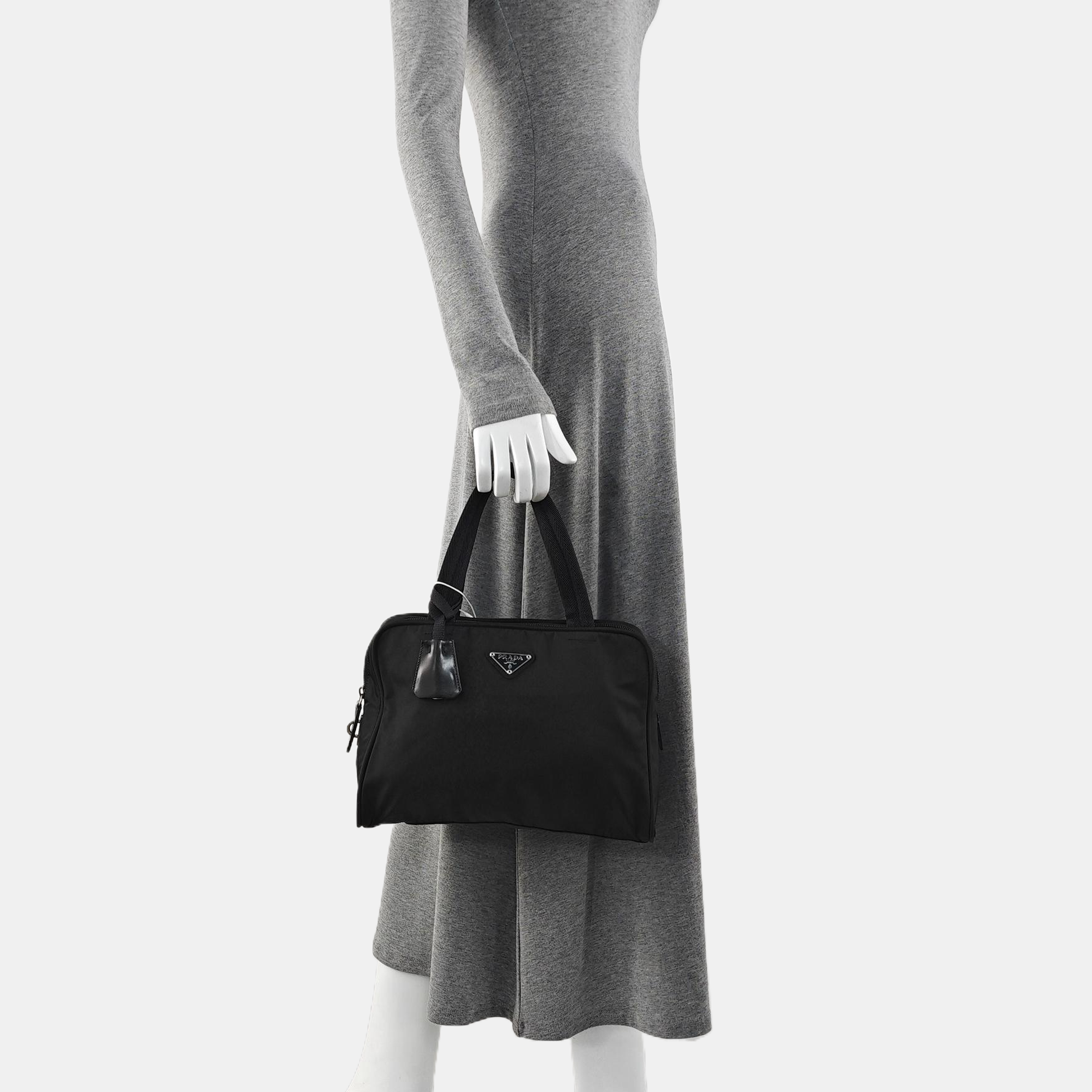 Nylon Top Handle Bag Black