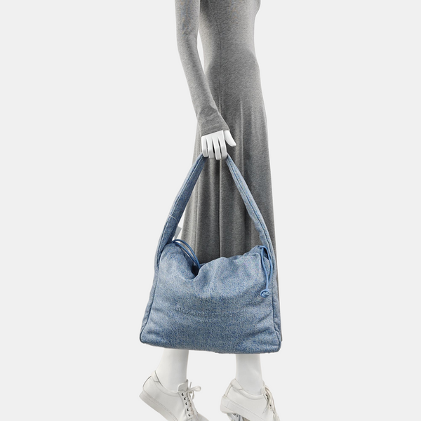 Coated Canvas Shoulder Bag Blue