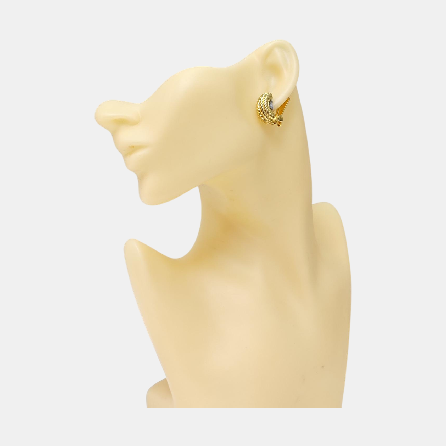 Twist Round Metal Gold Clip On Earrings