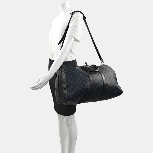 KEEPALL 45 Damier Coated Canvas Blue