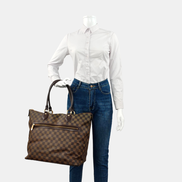 SALEYA Damier Ebene Coated Canvas Brown
