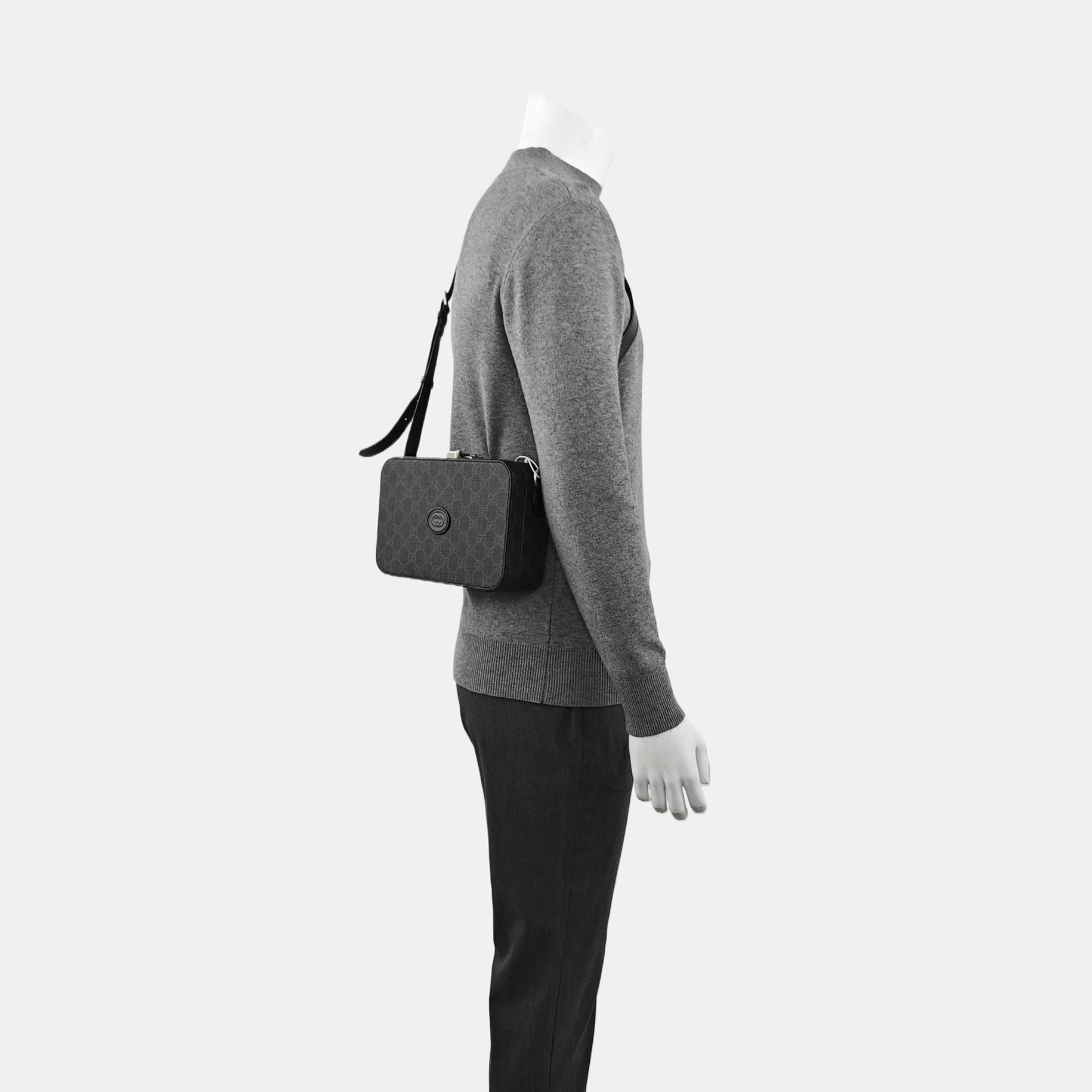 Monogram Coated Canvas Shoulder Bag Black