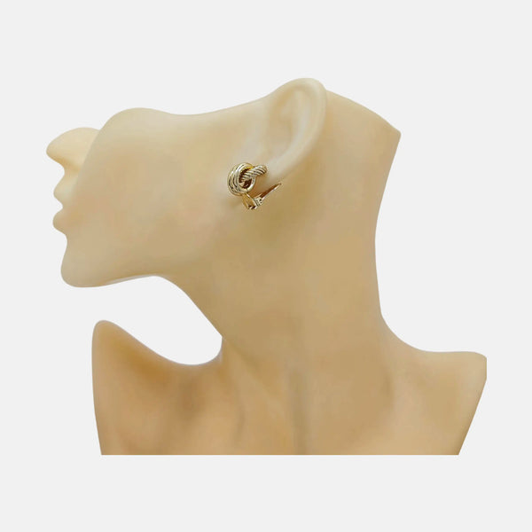 Twist Round Metal Gold Clip On Earrings