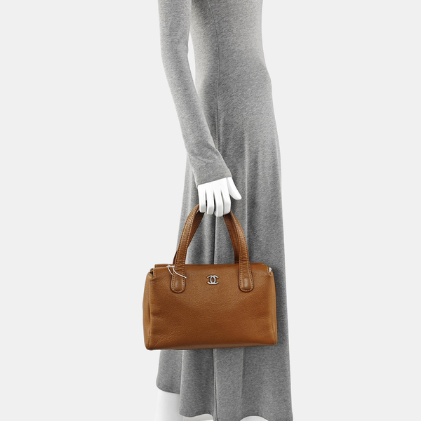 Grained Calfskin Shoulder Bag Brown