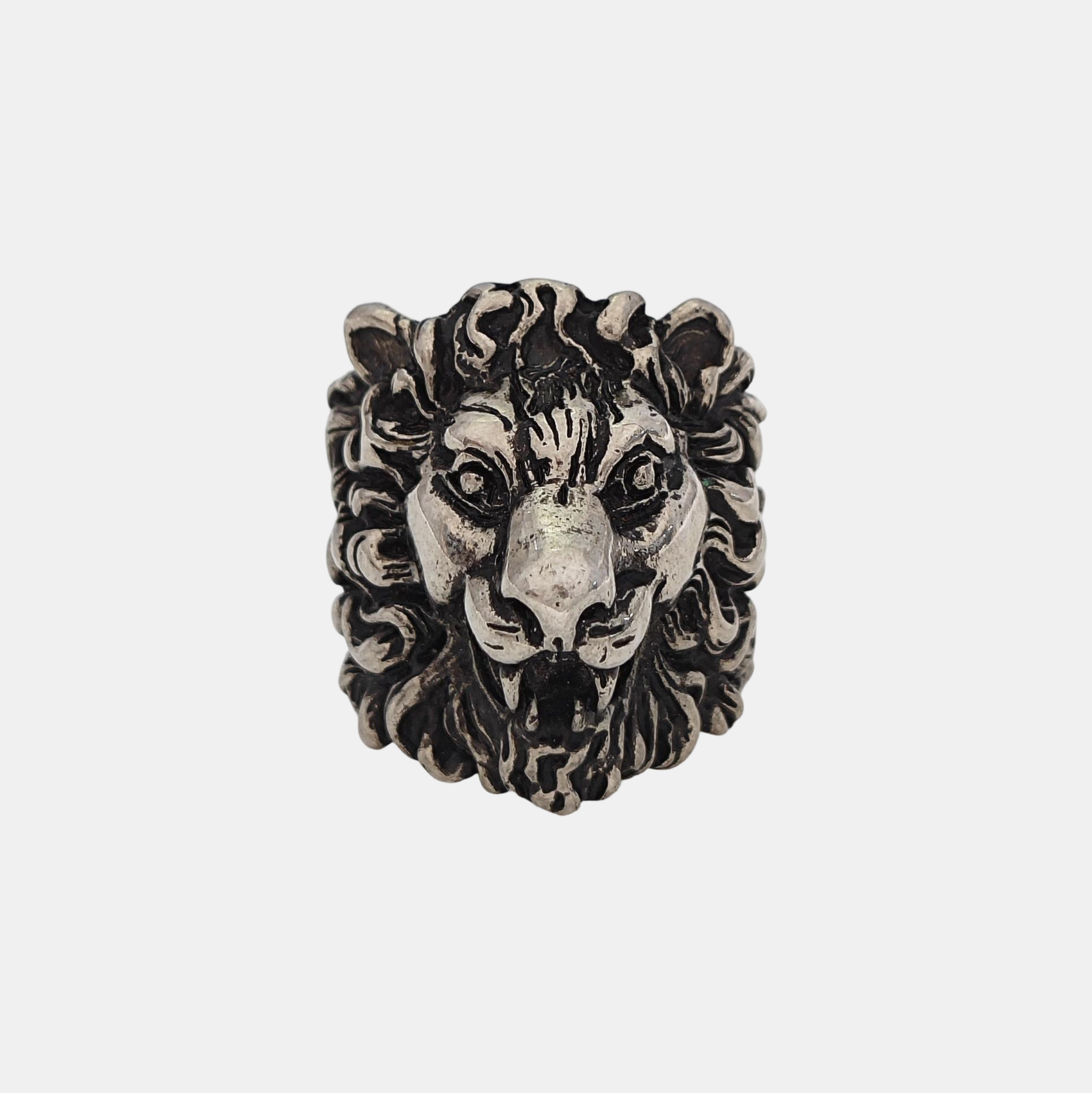 Lion Head Metal Silver Ring HK 23