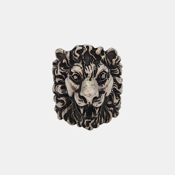 Lion Head Metal Silver Ring HK 23