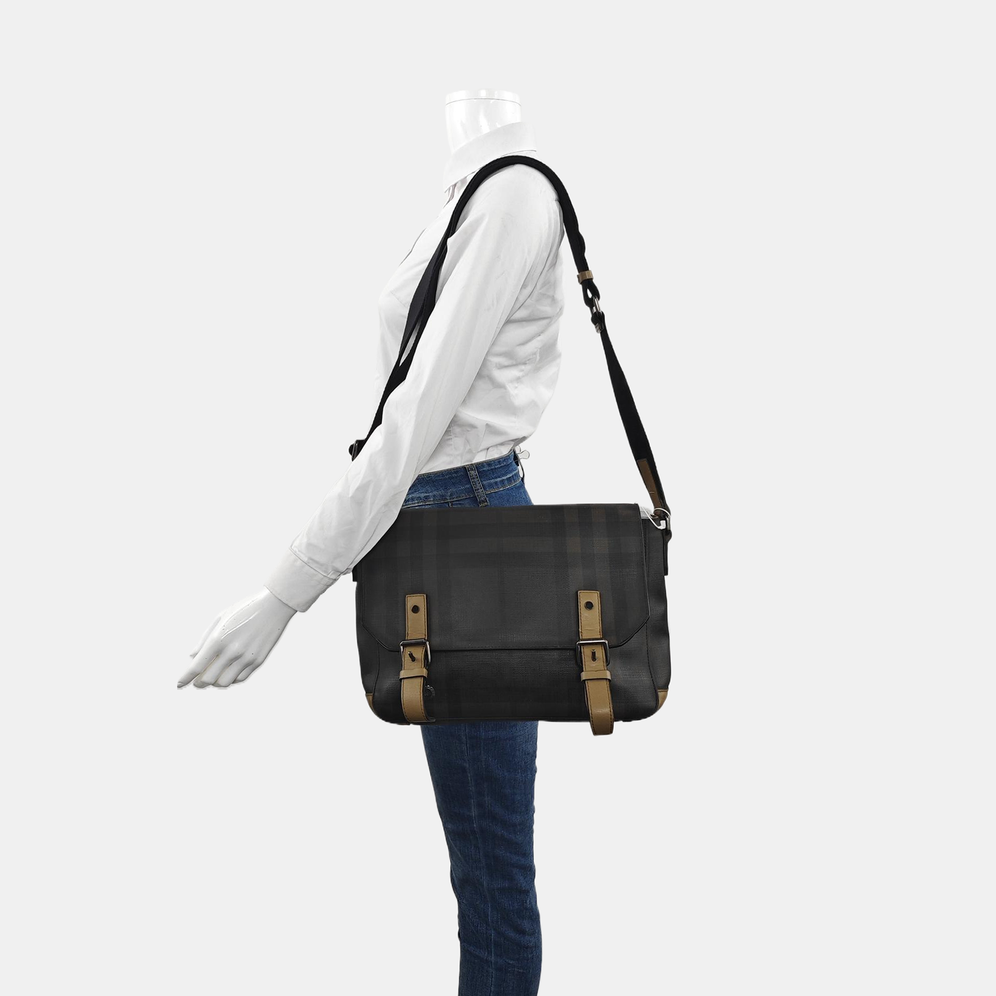 Coated Canvas Shoulder Bag Brown